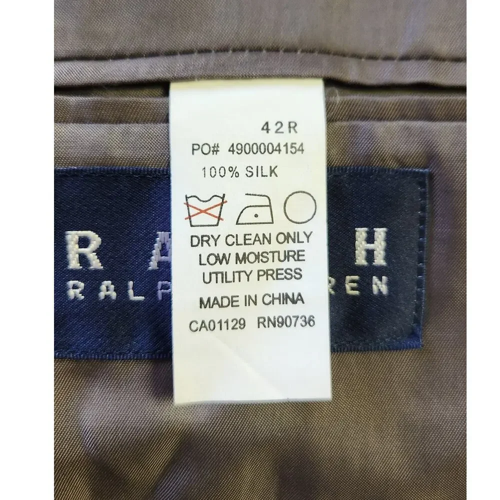 100% Silk Ralph Lauren Houndstooth 2 Button Blazer Sport Coat Men 42 Regular